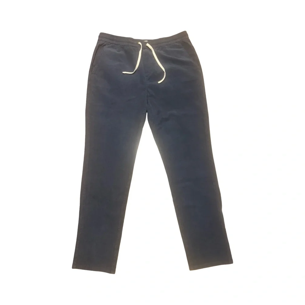 Marine Layer Men's Ash Navy Corduroy Drawstring Slim Straight Fit Pants XLarge - Picture 2 of 8